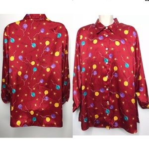 NOTATIONS  vintage Satin Sleepwear Shirt Sz 1X